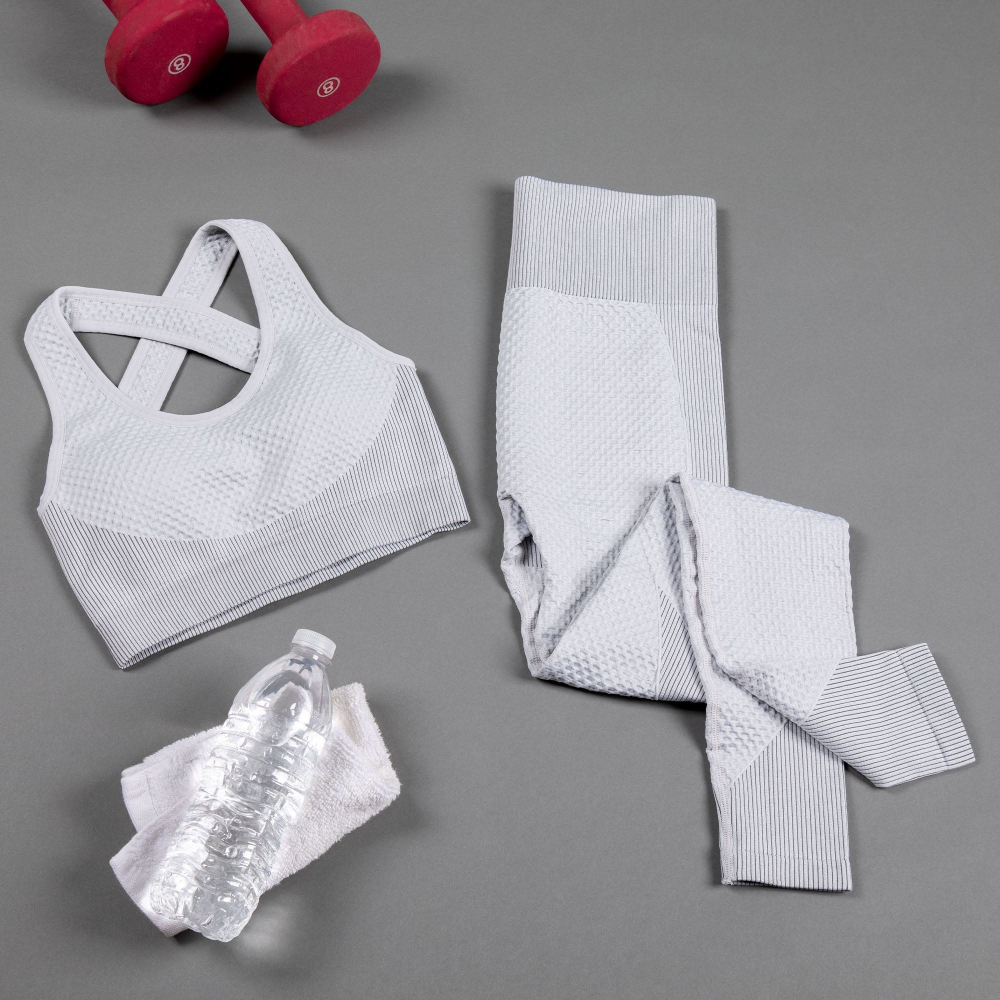 Textured Leggings & Sports Bra Set – Women’s Workout Activewear