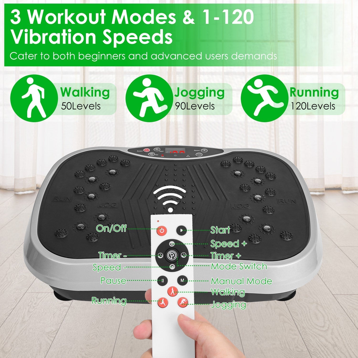 Vibration Exercise Machine With Resistant Bands & Remote Control