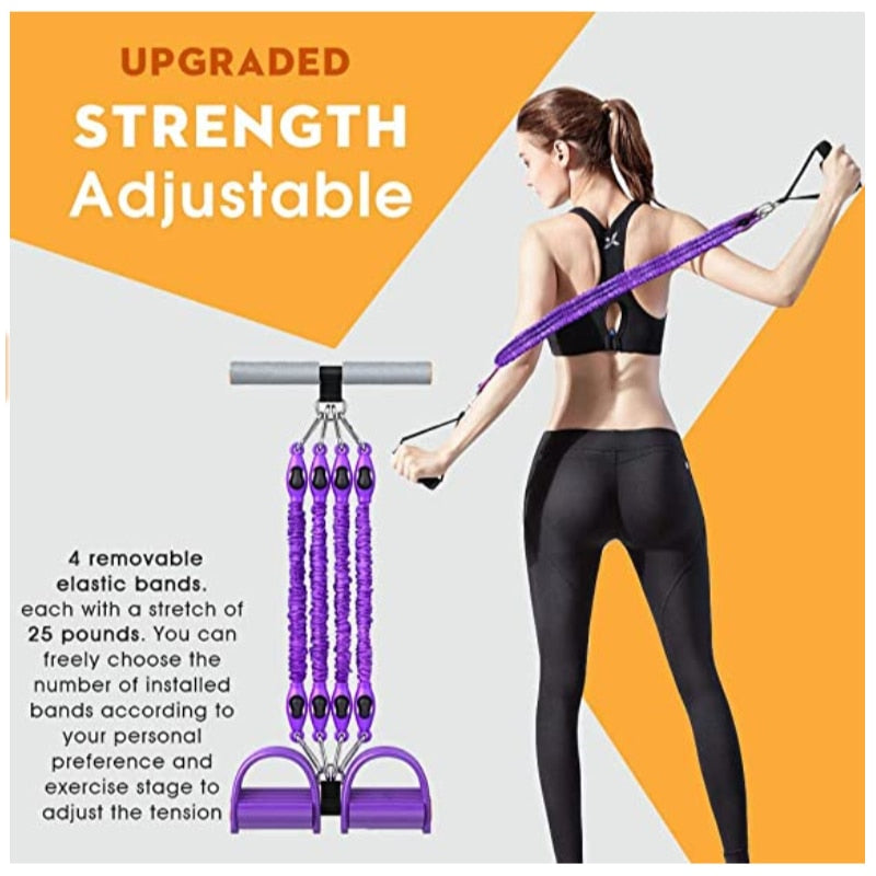 Multifunction Fitness Pedal Exerciser Elastic Pull Rope Workout Equipment