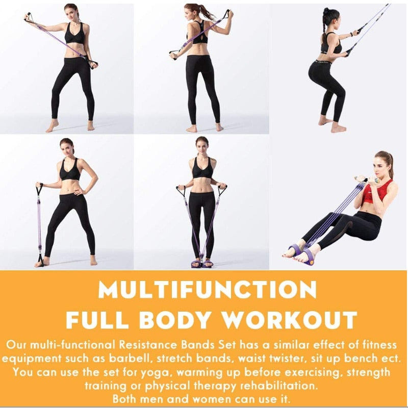 Multifunction Fitness Pedal Exerciser Elastic Pull Rope Workout Equipment