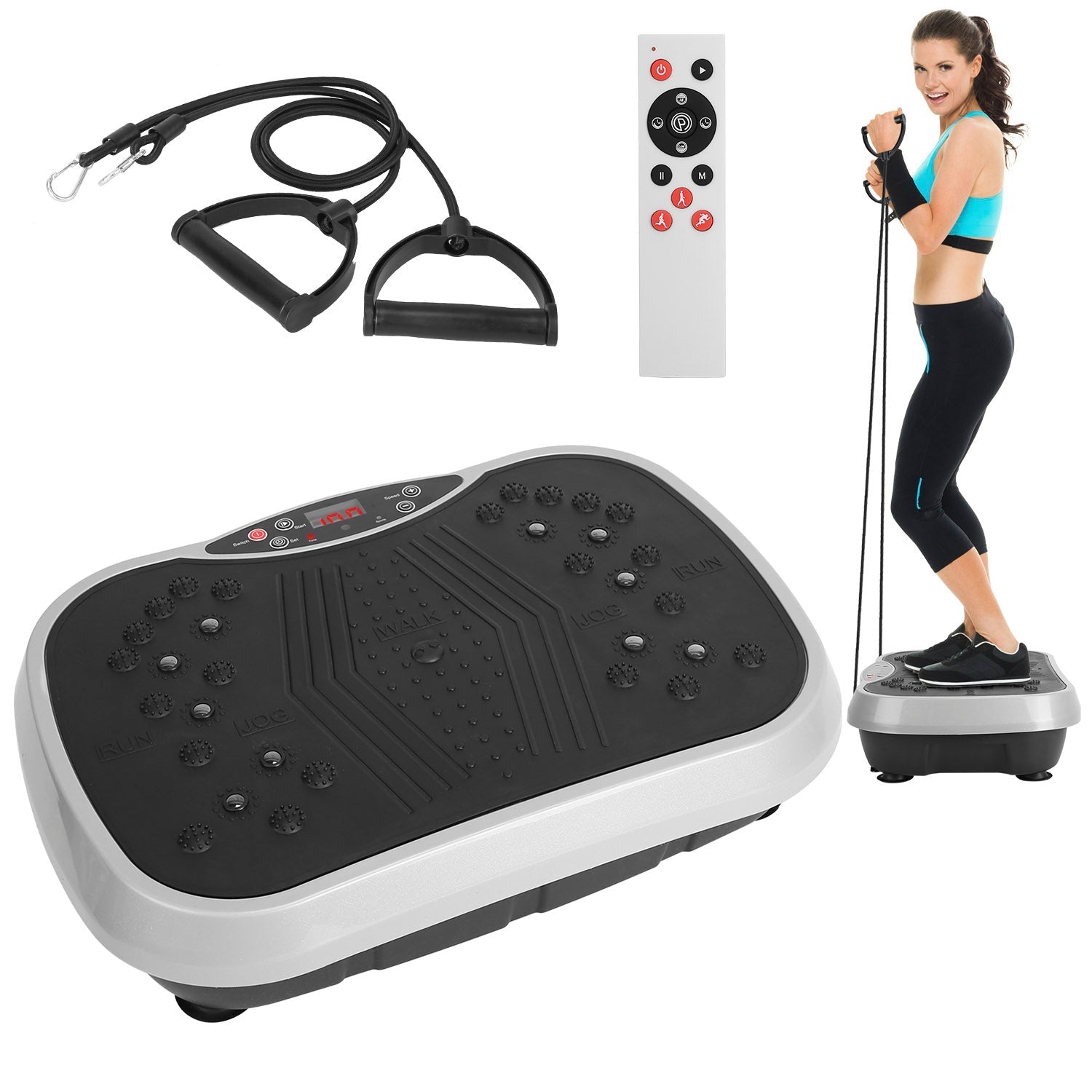 Vibration Exercise Machine With Resistant Bands & Remote Control