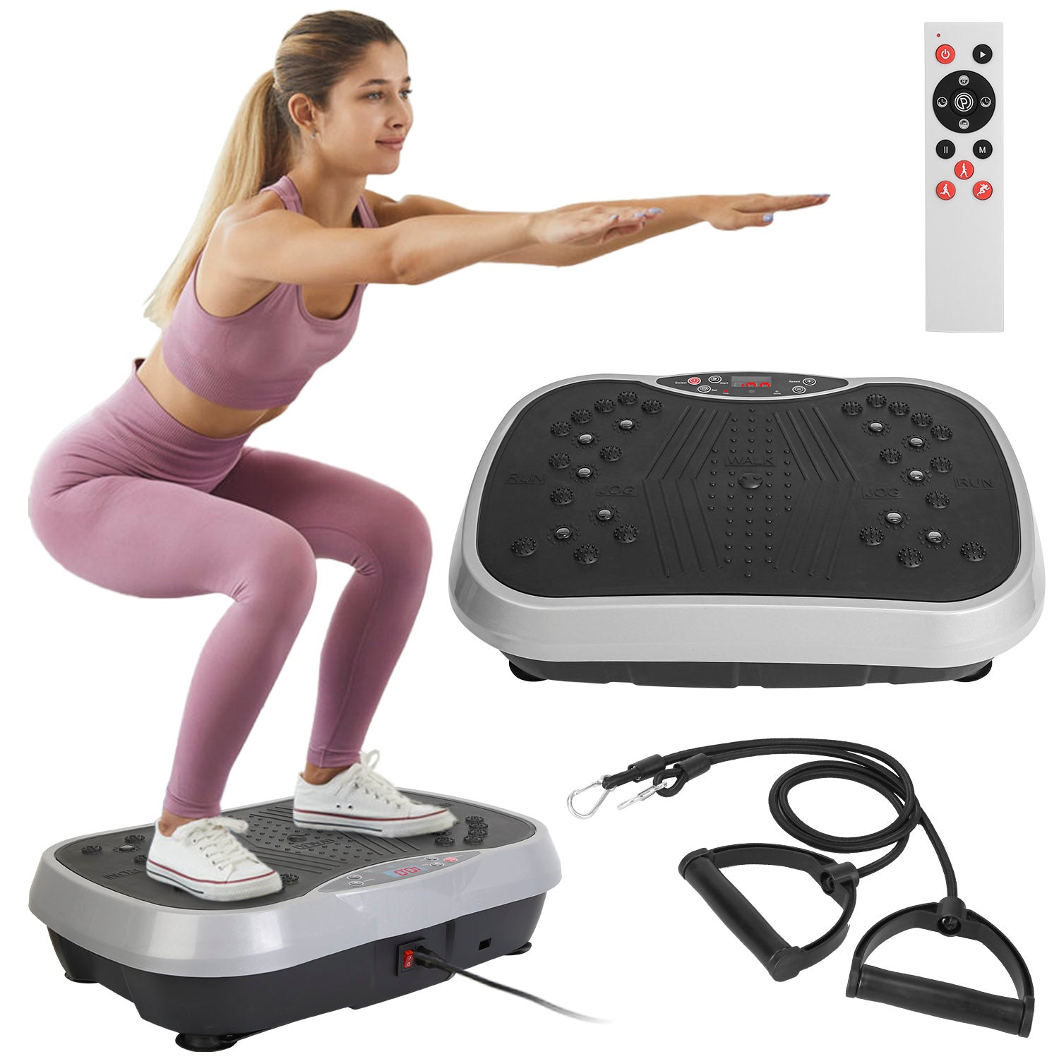 Vibration Exercise Machine With Resistant Bands & Remote Control