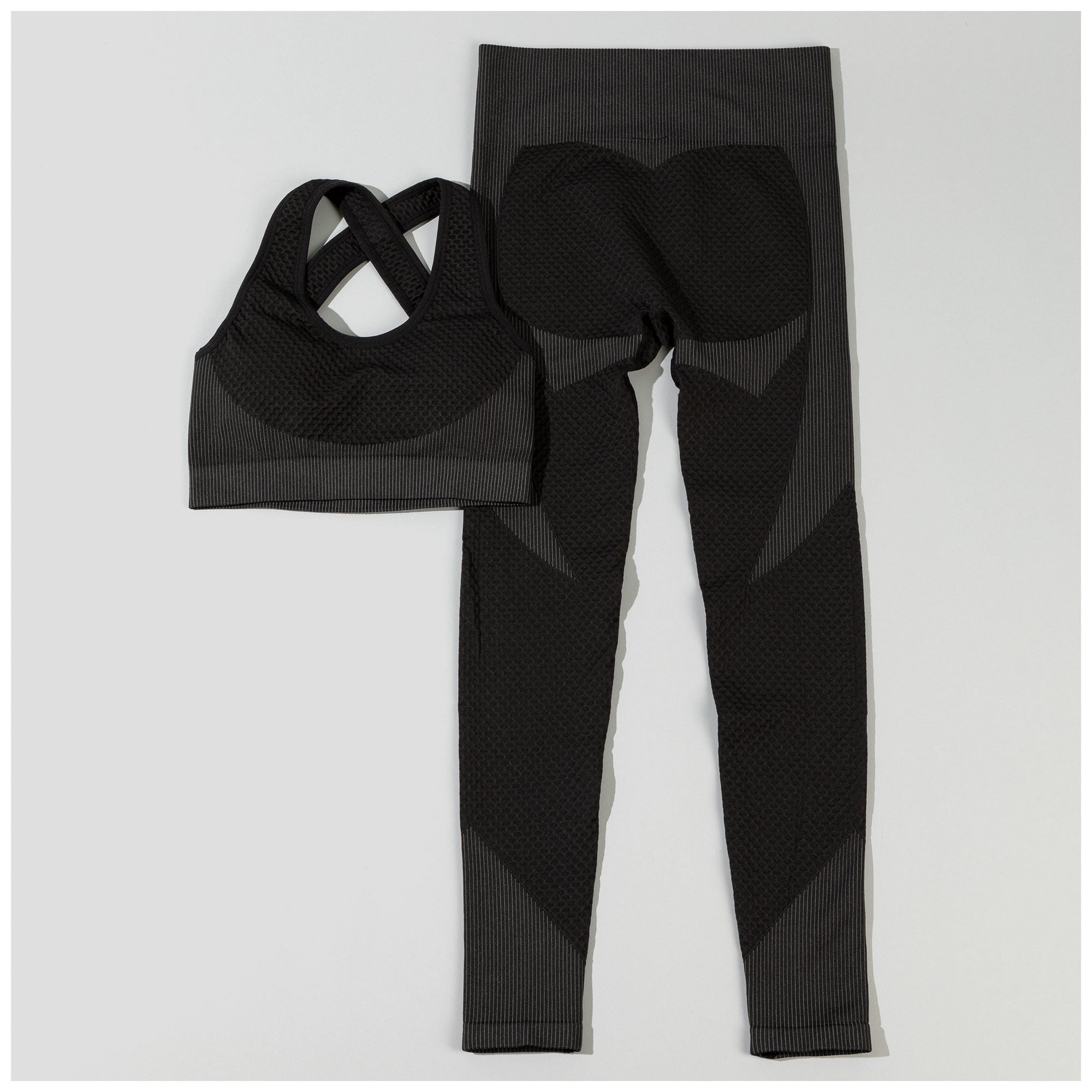 Textured Leggings & Sports Bra Set – Women’s Workout Activewear