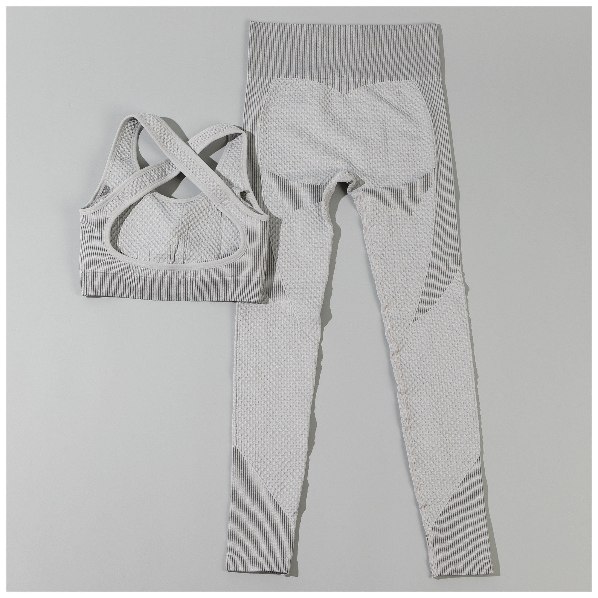 Textured Leggings & Sports Bra Set – Women’s Workout Activewear