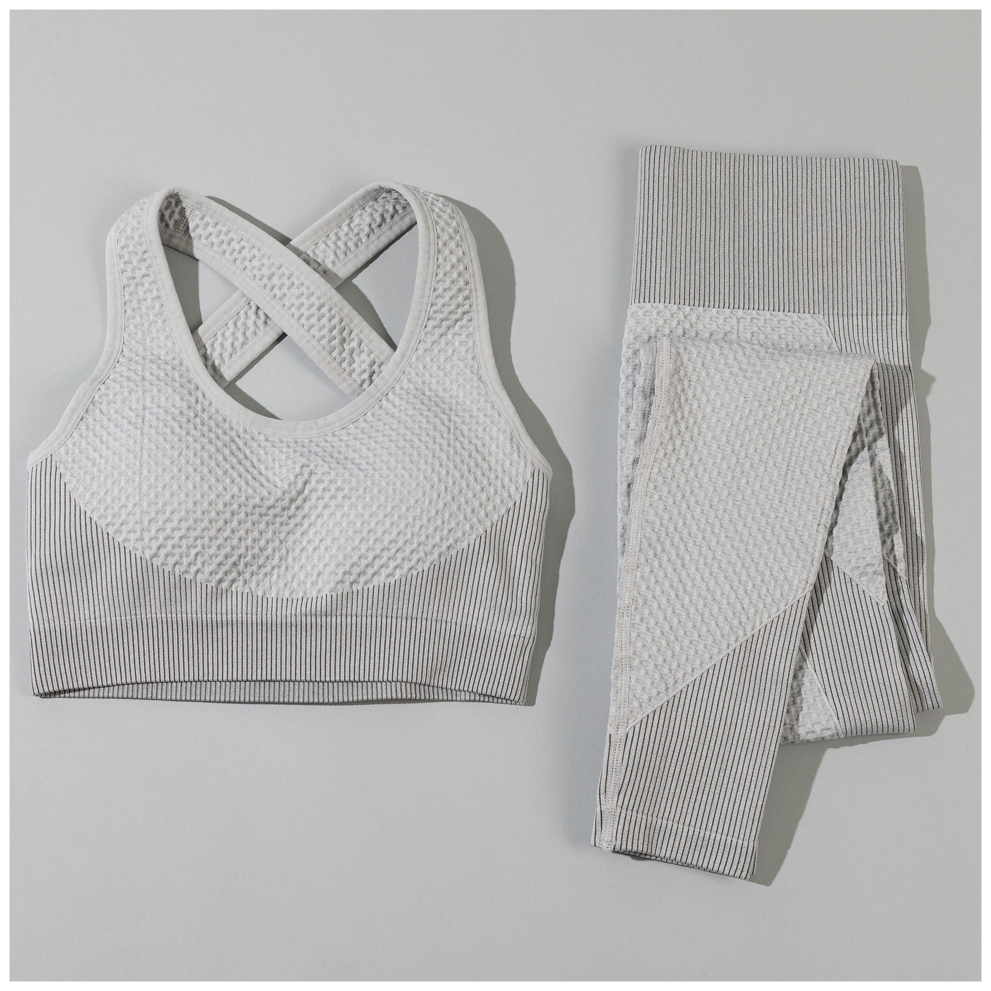 Textured Leggings & Sports Bra Set – Women’s Workout Activewear