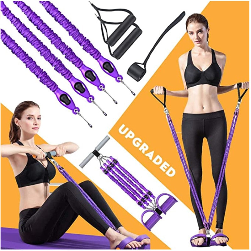 Multifunction Fitness Pedal Exerciser Elastic Pull Rope Workout Equipment