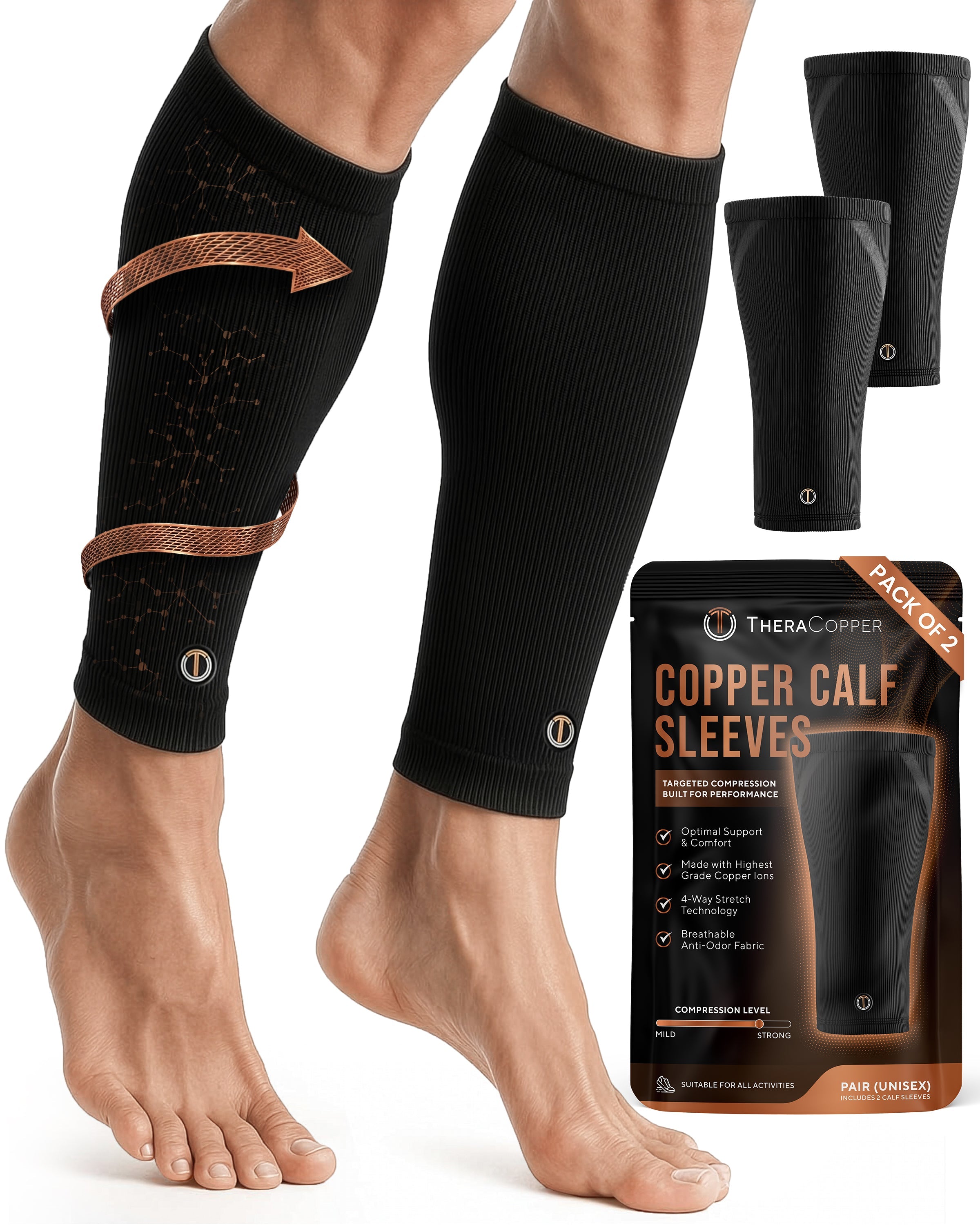 Copper Calf Compression Sleeves (2 Pack)