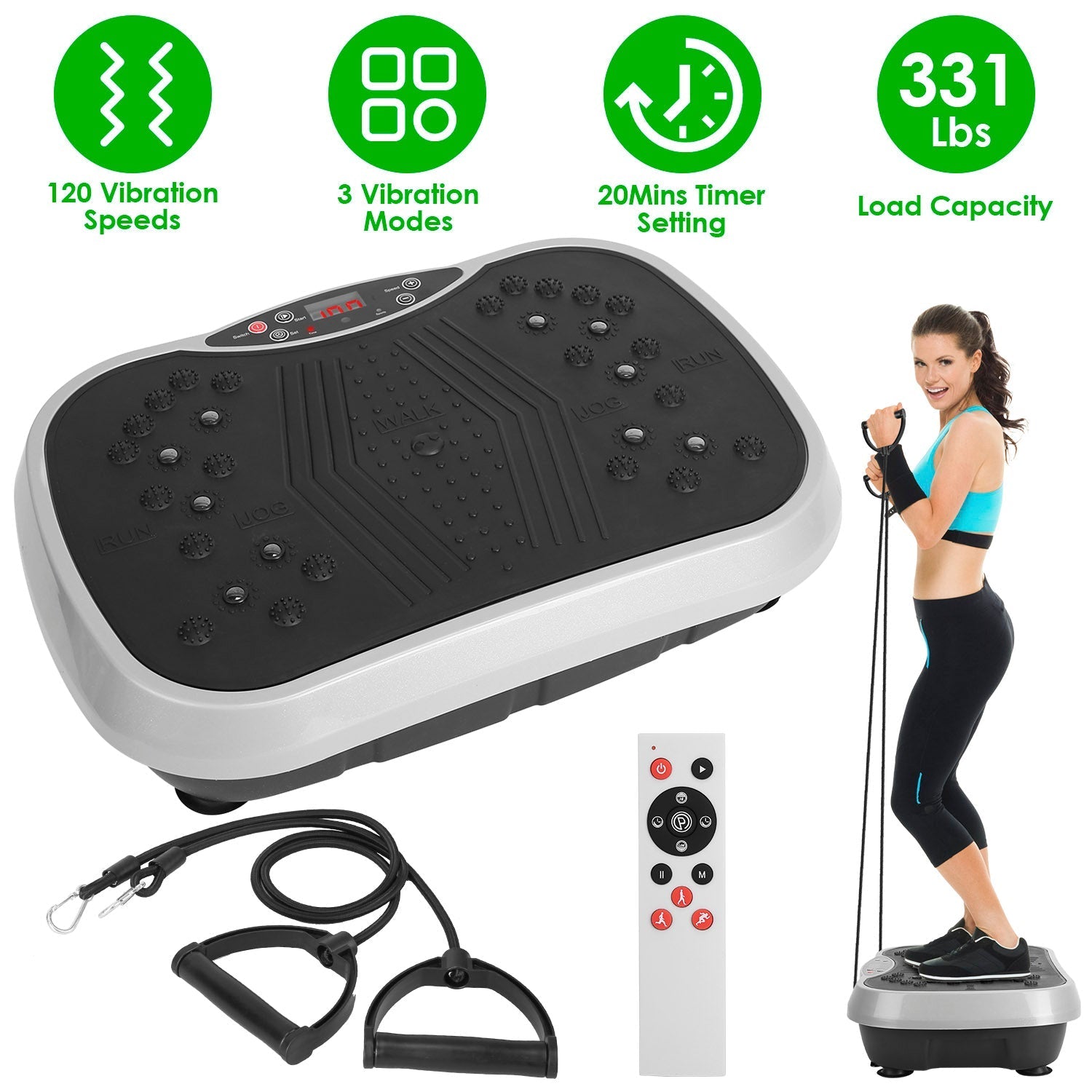 Vibration Exercise Machine With Resistant Bands & Remote Control