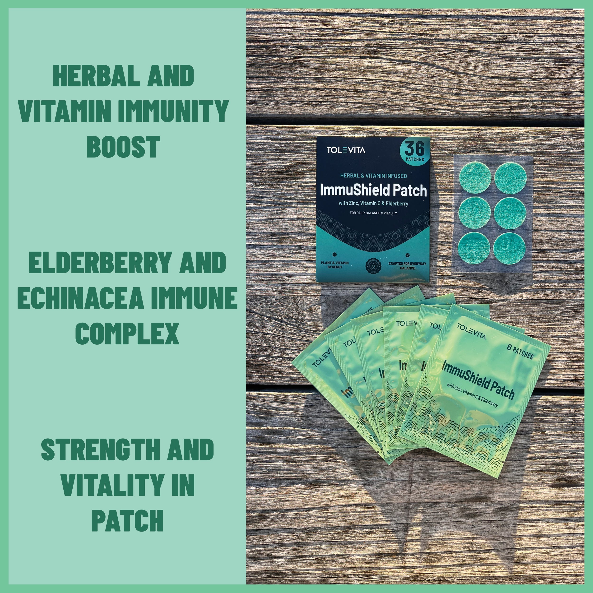 ImmuShield Patches Vitamin D3 Zinc Plant Extracts 36 Patches