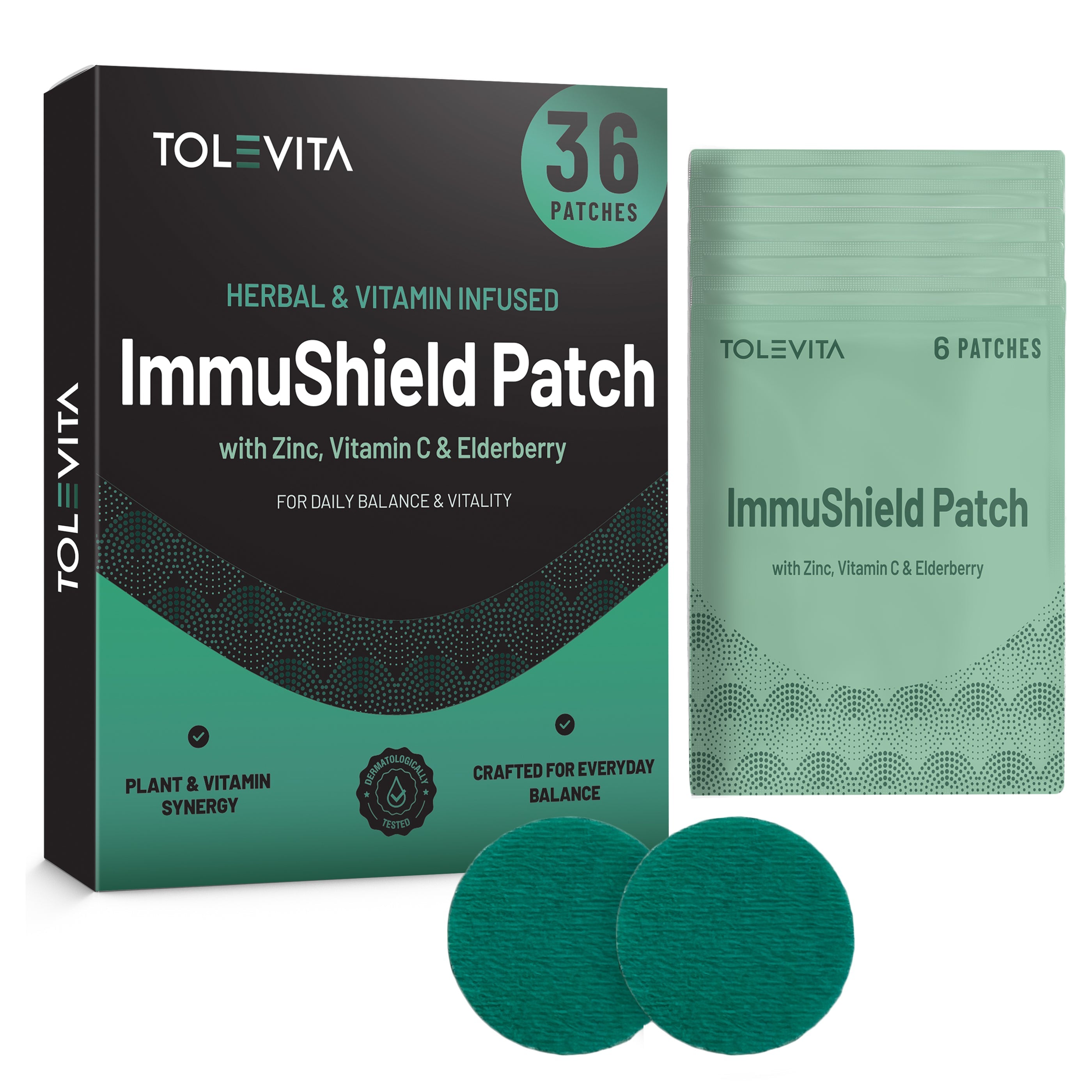 ImmuShield Patches Vitamin D3 Zinc Plant Extracts 36 Patches