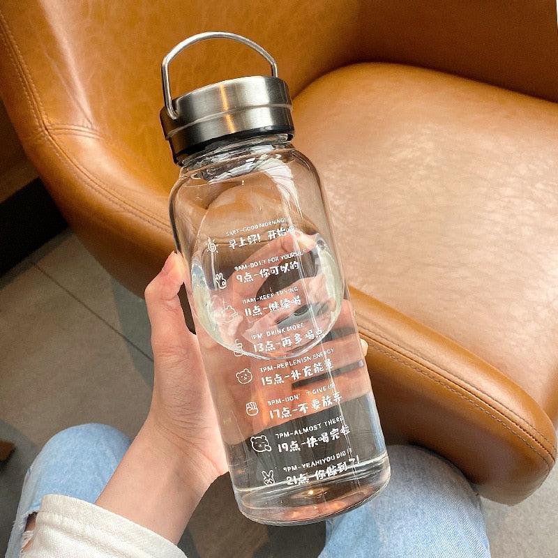Large Capacity Transparent Water Bottle Wide Mouth Filter Lid