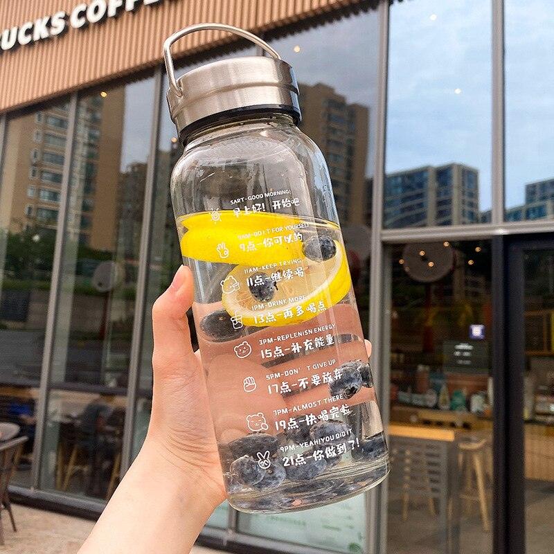 Large Capacity Transparent Water Bottle Wide Mouth Filter Lid