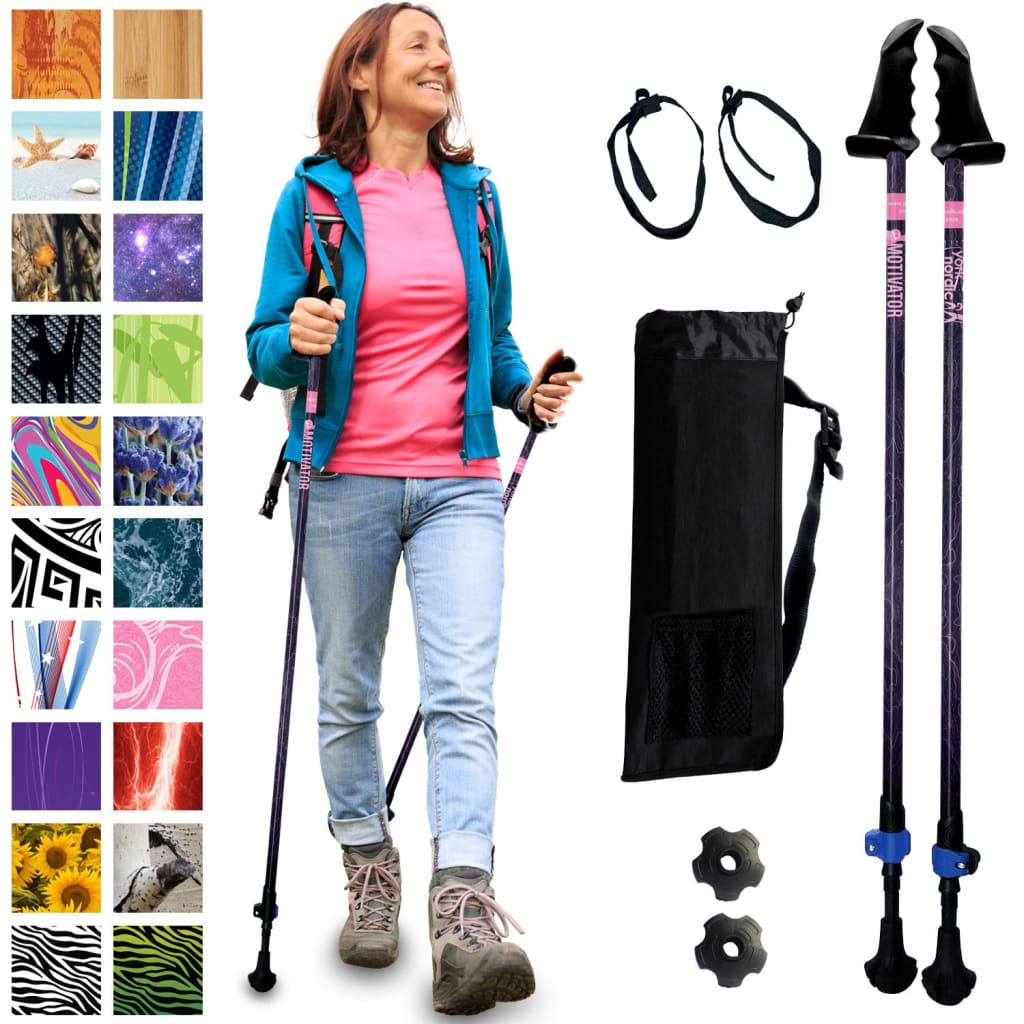 Motivator Walking Poles for Balance and Rehab - Patented Stability Grips - Lightweight, Adjustable, and Collapsible