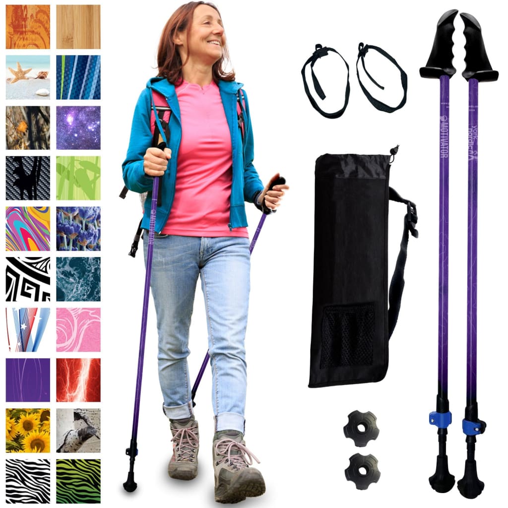 Motivator Walking Poles for Balance and Rehab - Patented Stability Grips - Lightweight, Adjustable, and Collapsible