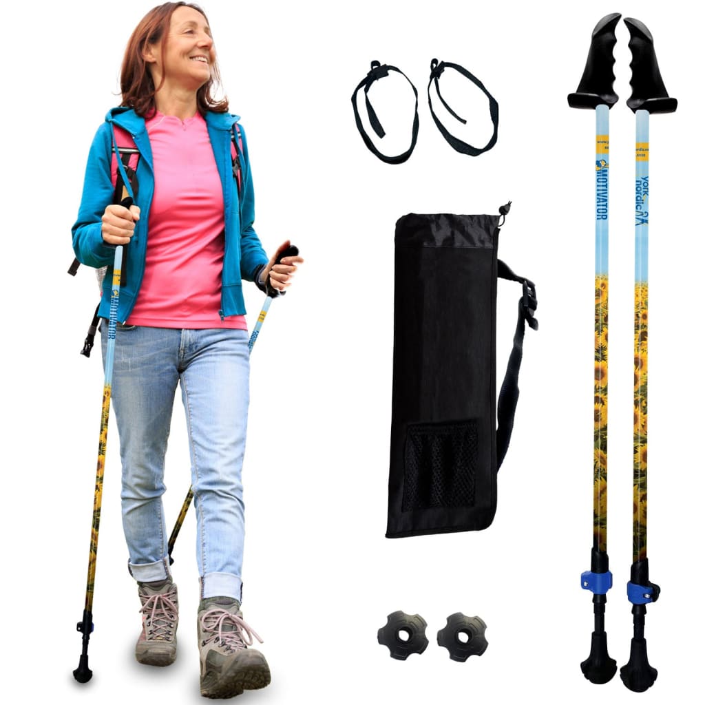Motivator Walking Poles for Balance and Rehab - Patented Stability Grips - Lightweight, Adjustable, and Collapsible