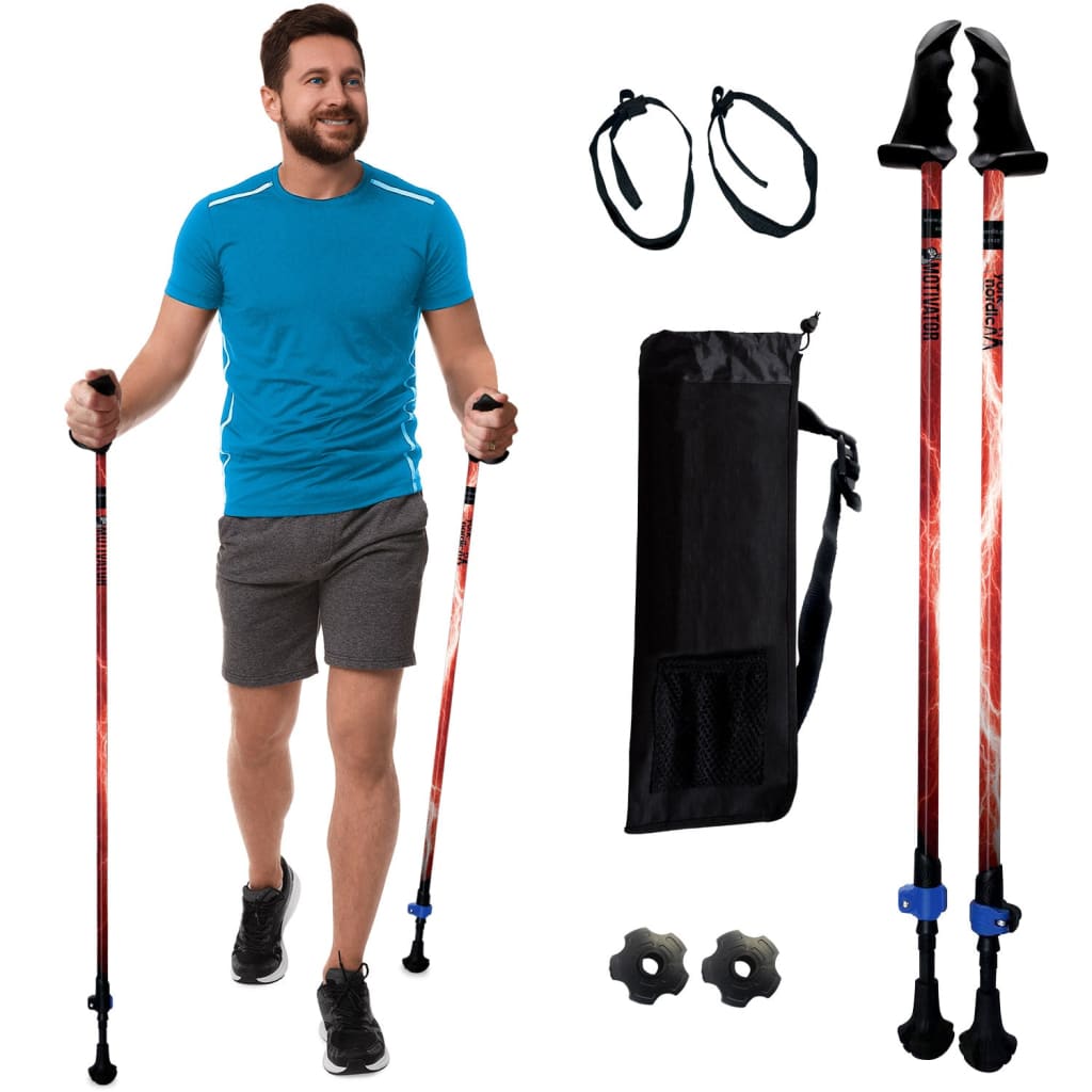 Motivator Walking Poles for Balance and Rehab - Patented Stability Grips - Lightweight, Adjustable, and Collapsible