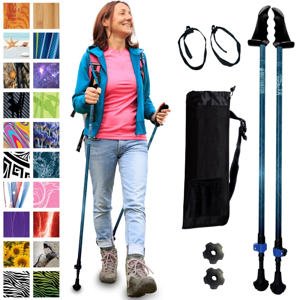 Motivator Walking Poles for Balance and Rehab - Patented Stability Grips - Lightweight, Adjustable, and Collapsible