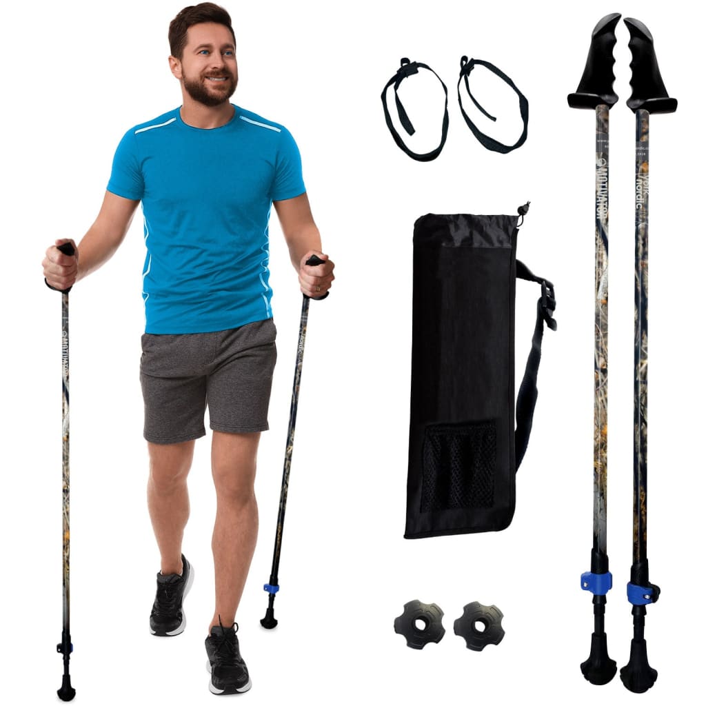 Motivator Walking Poles for Balance and Rehab - Patented Stability Grips - Lightweight, Adjustable, and Collapsible
