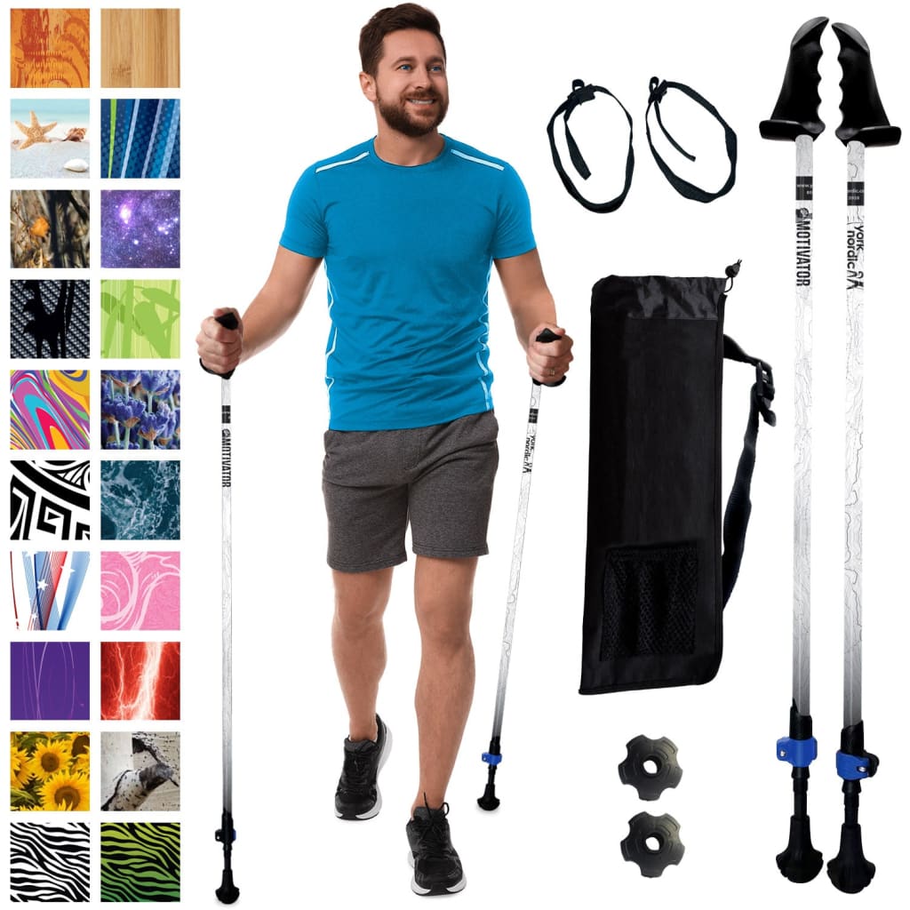 Motivator Walking Poles for Balance and Rehab - Patented Stability Grips - Lightweight, Adjustable, and Collapsible