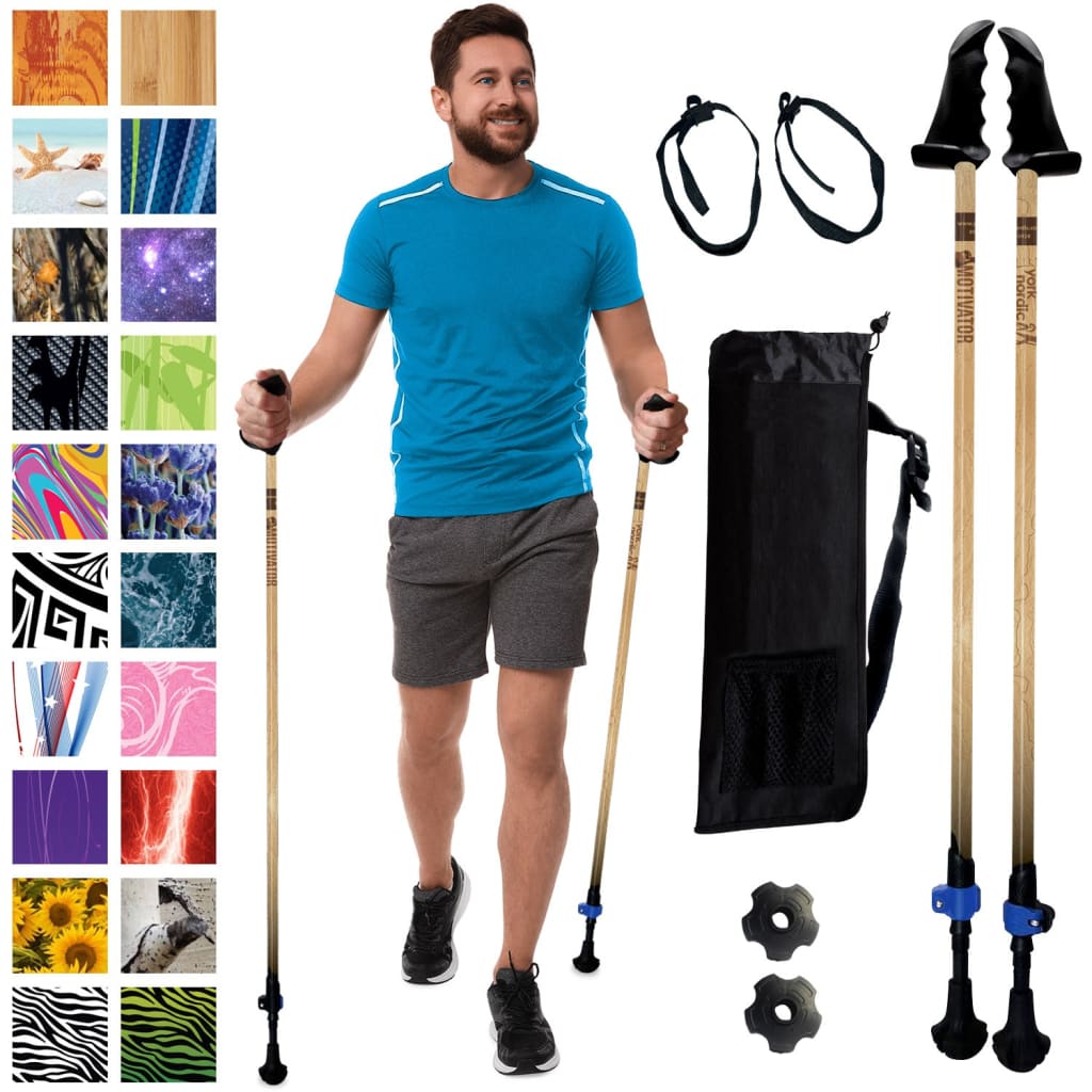 Motivator Walking Poles for Balance and Rehab - Patented Stability Grips - Lightweight, Adjustable, and Collapsible