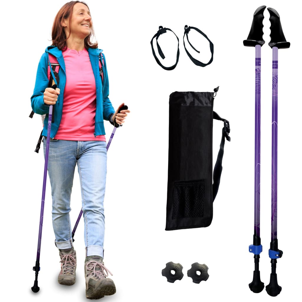 Motivator Walking Poles for Balance and Rehab - Patented Stability Grips - Lightweight, Adjustable, and Collapsible