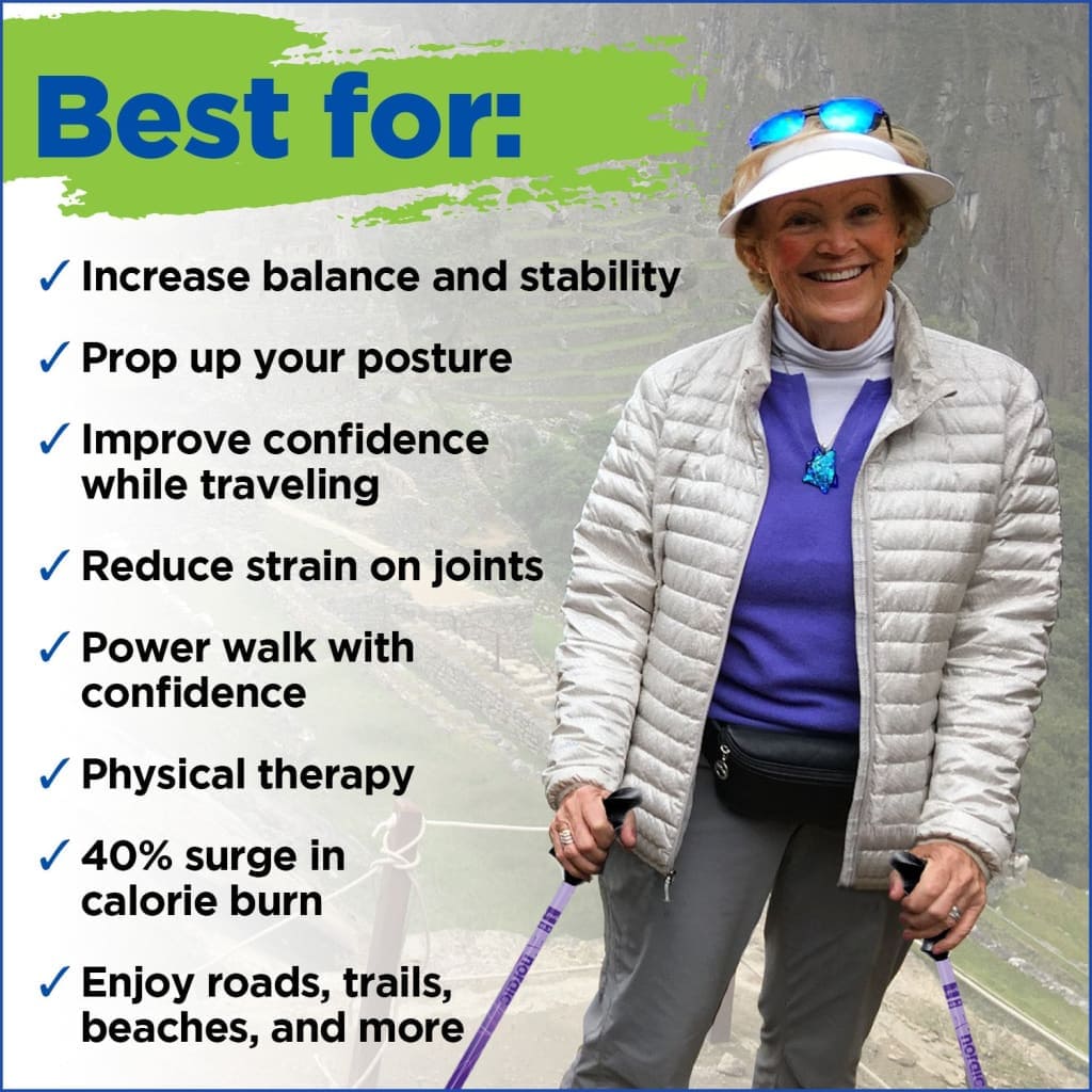 Motivator Walking Poles for Balance and Rehab - Patented Stability Grips - Lightweight, Adjustable, and Collapsible